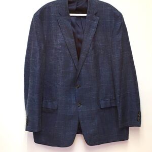 Lauren Ralph Lauren Sports Coat 48L Blue Wool Silk Linen 2-Button Formal Office